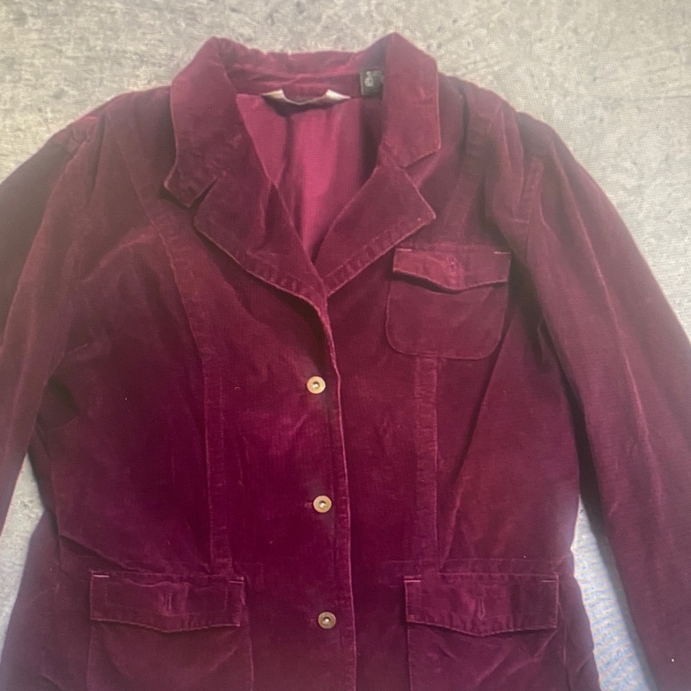 Eddie Bauer Velvet Blazer Jacket - Burgundy